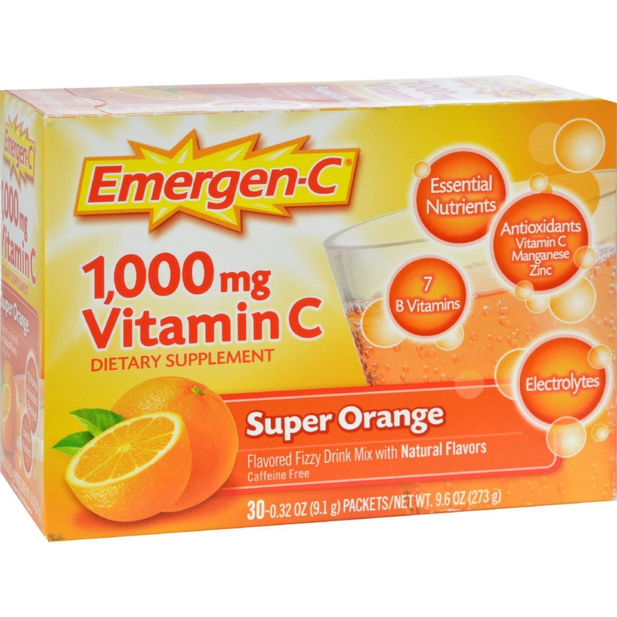 Alacer Hg0350900 1000 Mg Emergen-c Vitamin C - Super Orange, 30 Packet