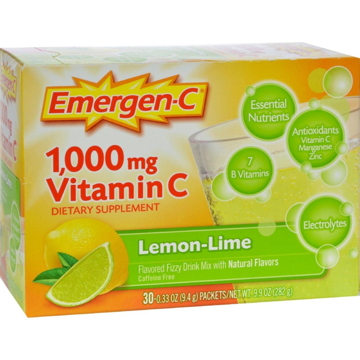 Alacer Hg0351056 1000 Mg Emergen-c Vitamin C Fizzy Drink Mix - Lemon Lime, 30 Packet
