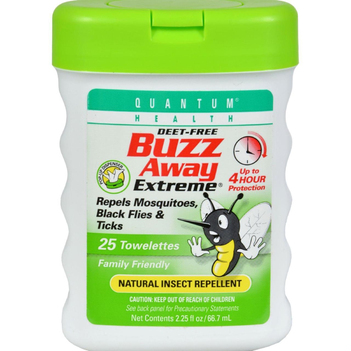 Hg0398933 Quantum Buzz Away Extreme Repellent Pop-up Towelette Dispenser - 25 Towelettes