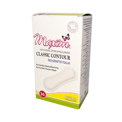 Hg0799841 Maxim Hygiene Natural Cotton Classic Contour Sanitary Pads Regular - 16 Pads
