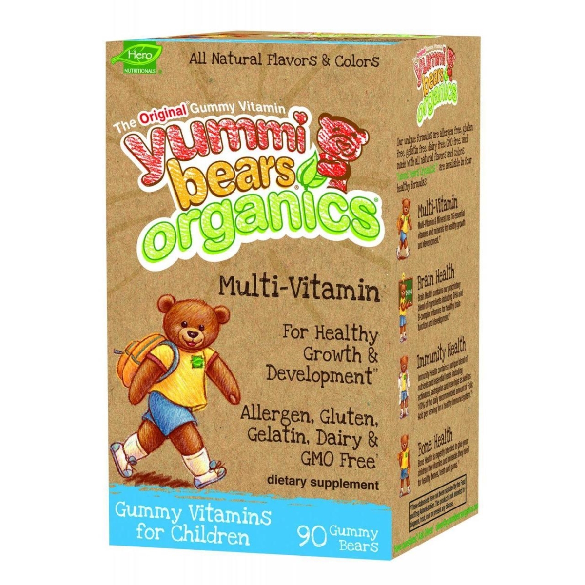 Yummy Earth Hg0822668 Bears Organics Multi Vitaminand Mineral Gummy, Children - 90 Count