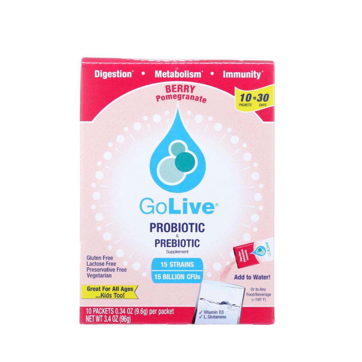 Hg0945345 0.47 Oz Probiotic & Prebiotic Flavored Packets - Berry Pomegranate