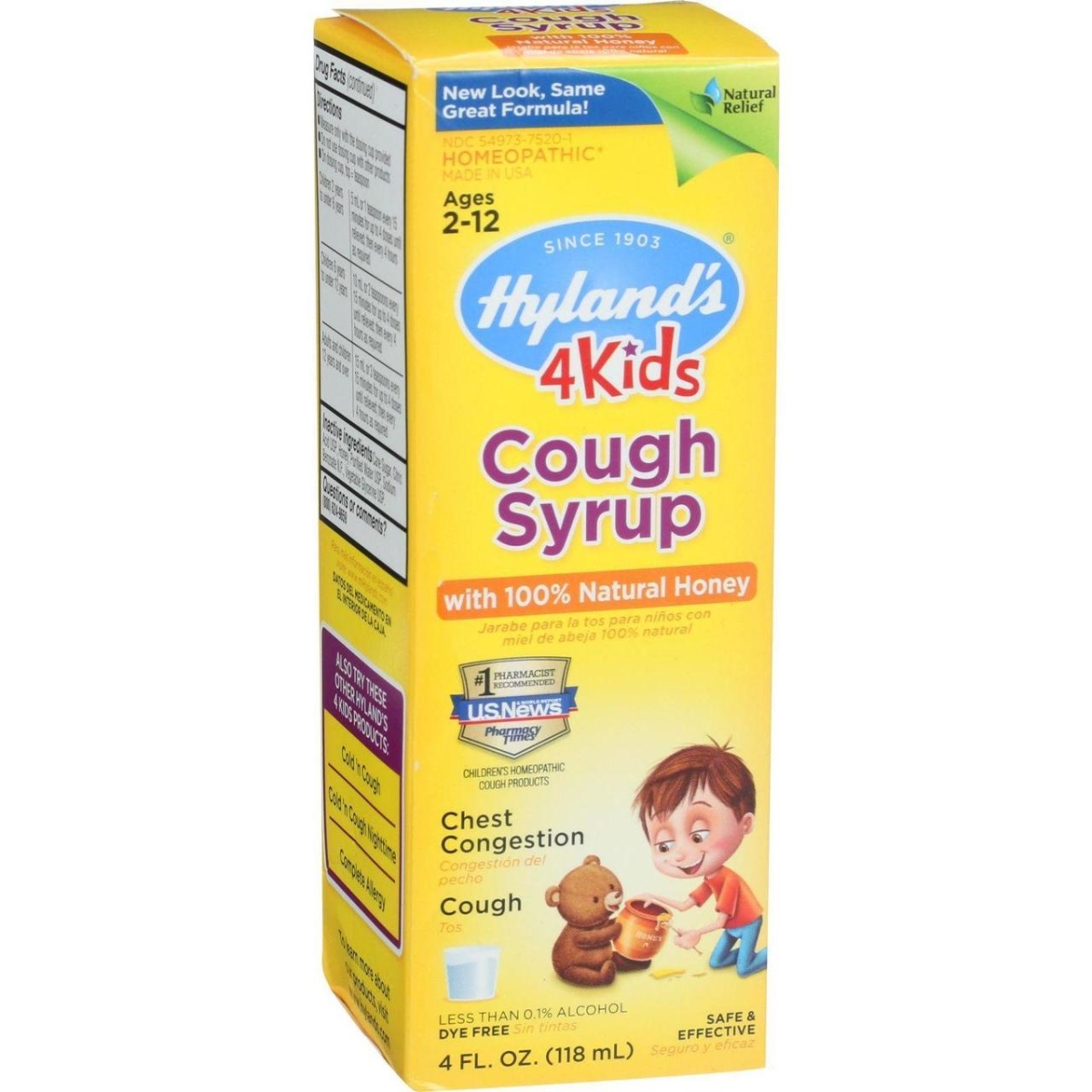 Hg1150481 4 Oz Homeopathic Cough Syrup With 100 Percent Natural Honey - 4 Kids