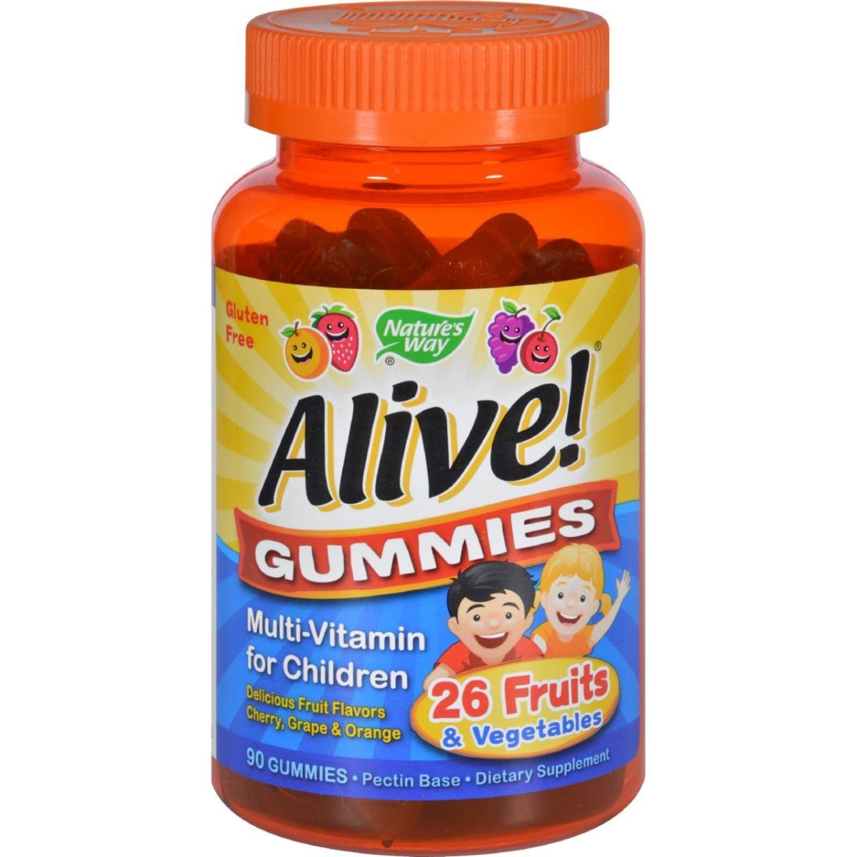 Hg1131275 Alive Gummies Multi-vitamin For Children Natural Cherry, Grape & Orange - 90 Gummies