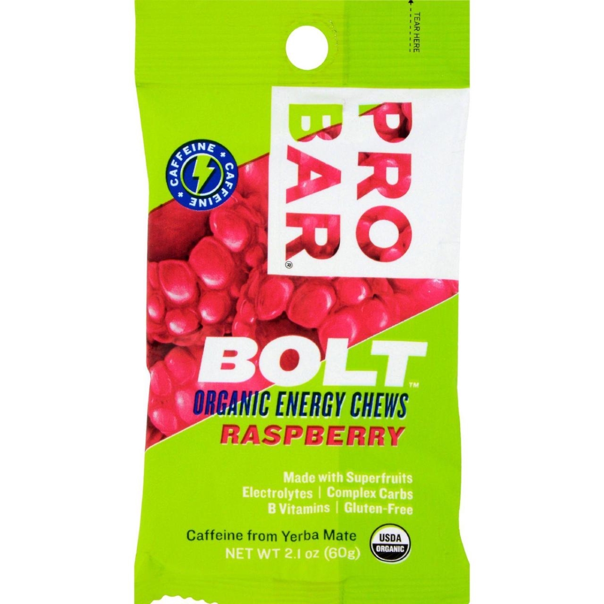 Hg1232180 2.1 Oz Bolt Energy Chews - Organic Raspberry, Case Of 12