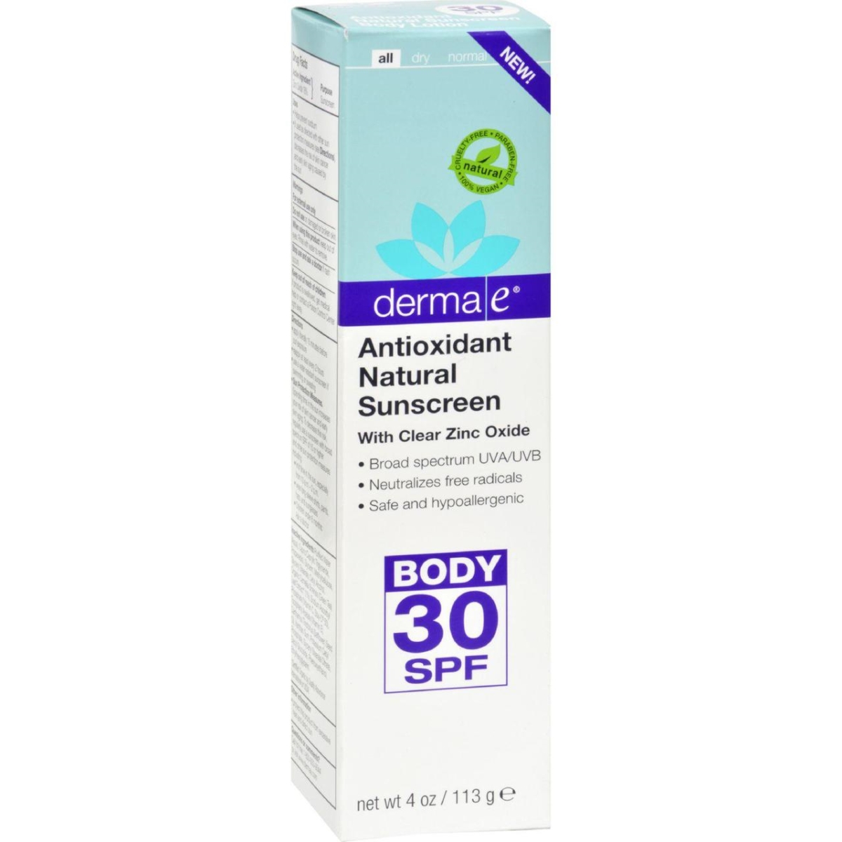 Derma E Hg1513621 4 Oz Body Antioxidant Sunscreen