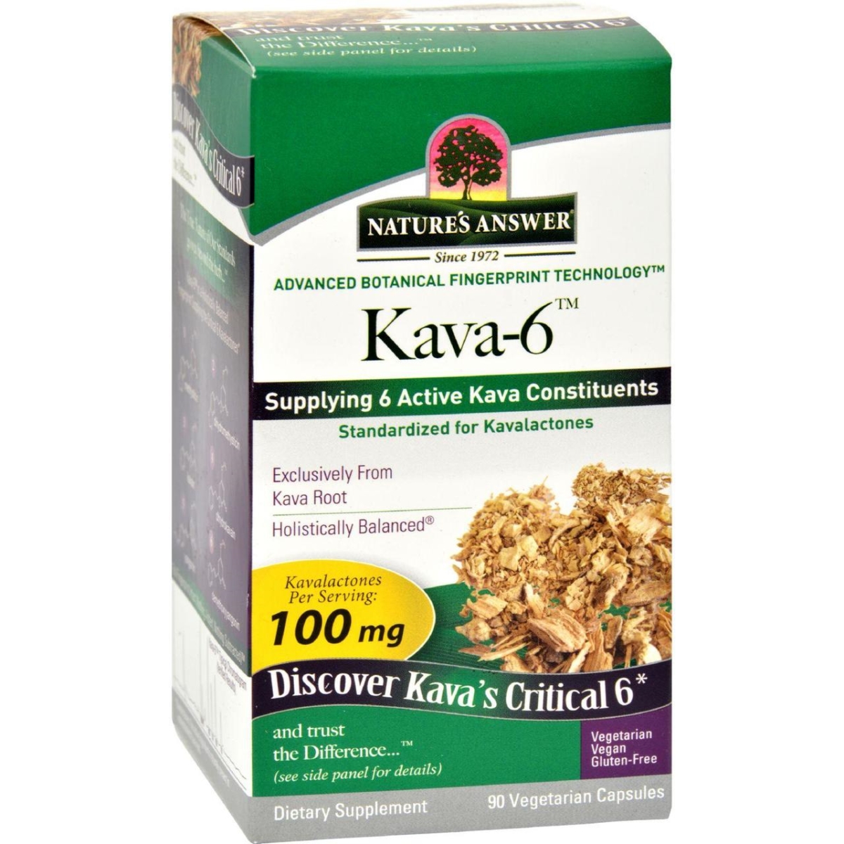 Natures Answer Hg1516251 Kava 6 Capsules, Gluten Free - 90 Vegetarian Capsules
