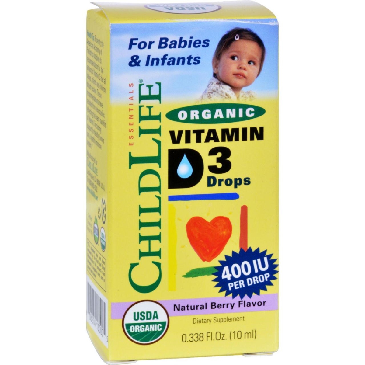 Child Life Hg1278431 0.33 Oz Organic Vitamin D3 Drops For Babies & Infants - Natural Berry