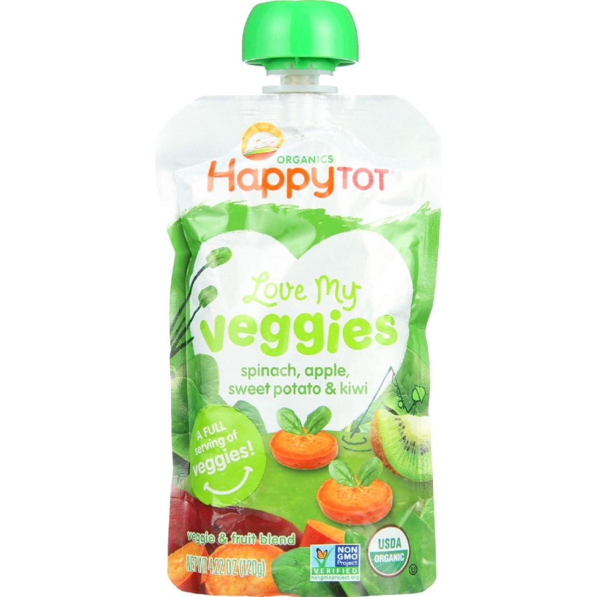 Hg1748565 4.22 Oz Organic Love My Veggies Pinach Apple Sweet Potato & Kiwi Toddler Food - Case Of 16