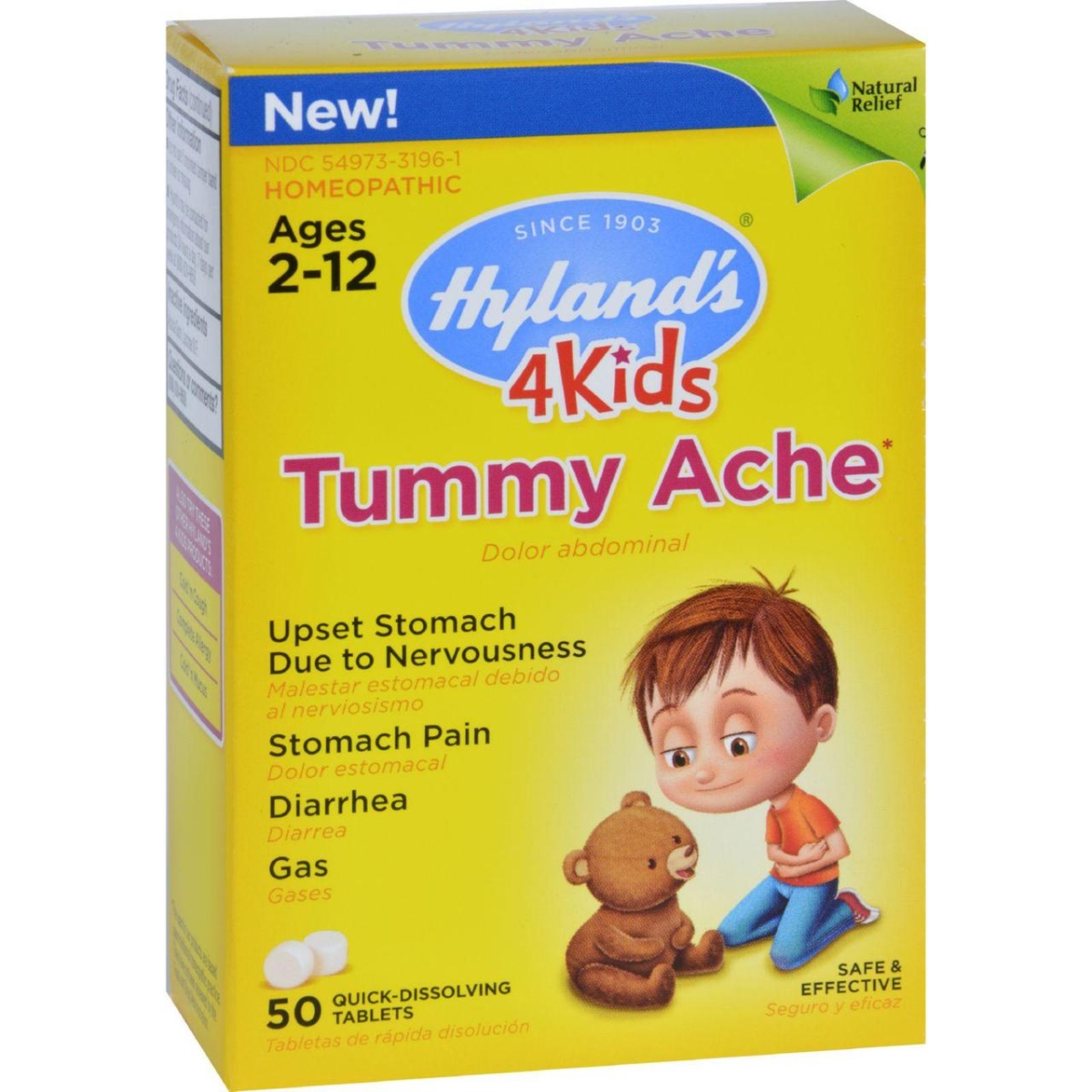Hg1637347 Homeopathic Tummy Ache, 4 Kids - 50 Quick-dissolving Tablets