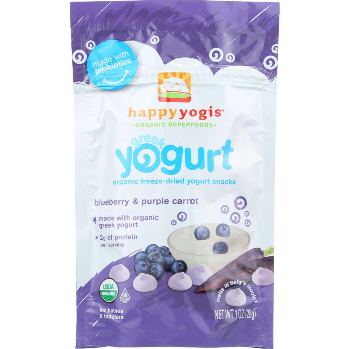 Hg1624782 1 Oz Blueberry & Purple Carrot Organic Freeze-dried Greek Yogurt Snacks For Babies & Toddlers, Case Of 8