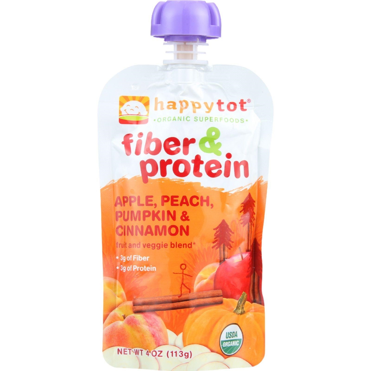 Hg1624840 4 Oz Organic Fiber & Protein Stage 4 Apple Peach Pumpkin & Cinnamon Toddler Food, Case Of 16