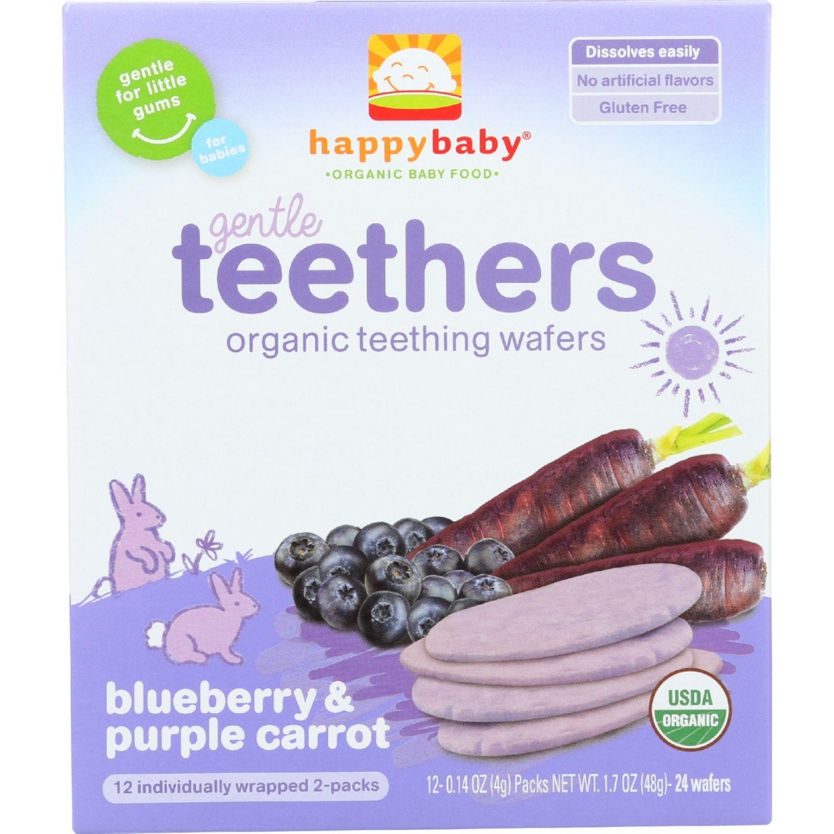 Hg1624246 1.7 Oz Organic Gentle Teethers - Blueberry & Purple Carrot, Case Of 6