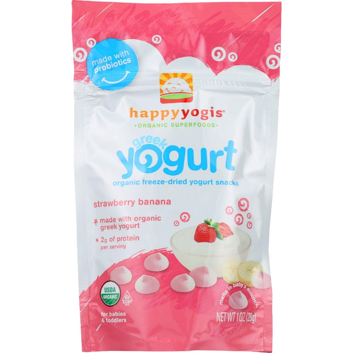 1 Oz Strawberry Banana Yogurt Snacks - Organic Freeze-dried Greek For Babies & Toddlers, Case Of 8