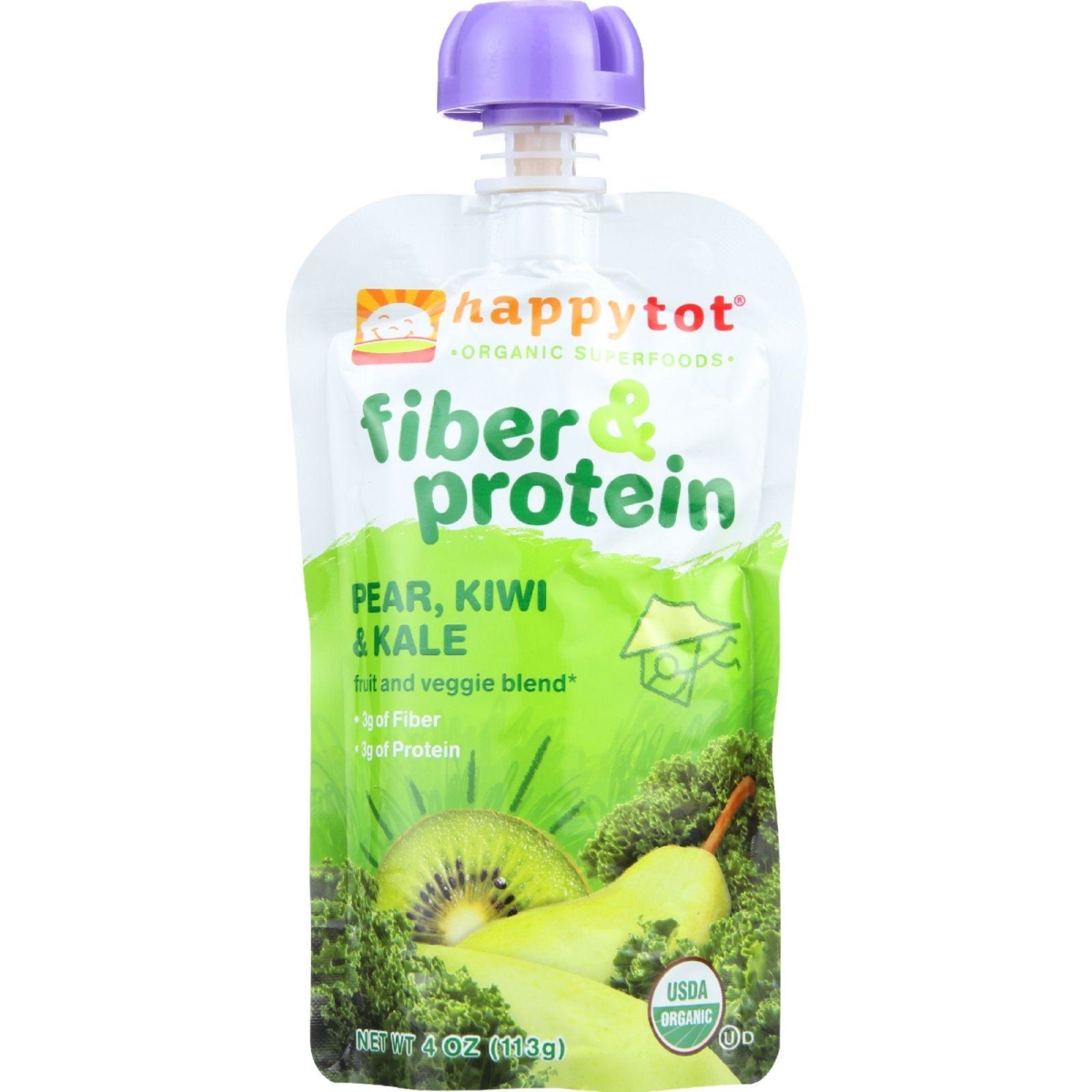 Hg1624824 4 Oz Organic Fiber & Protein - Stage 4 Pear Kiwi & Kale Toddler Food, Case Of 16