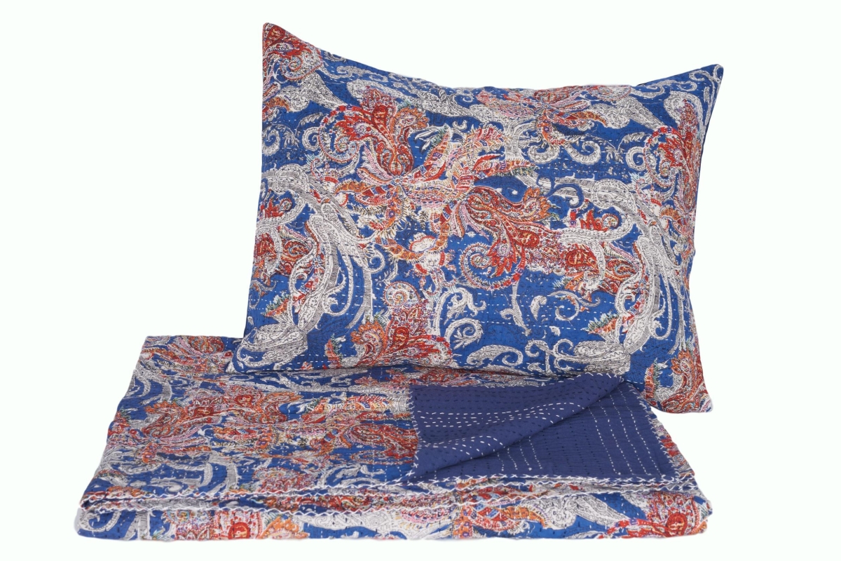 507 90 X 108 In. Kantha Bed Spread Incl 2 Pillows 20 X 26 In.