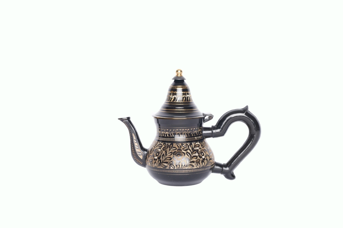 6741 Handmade Brass Teapot With Rubber Handle & Black
