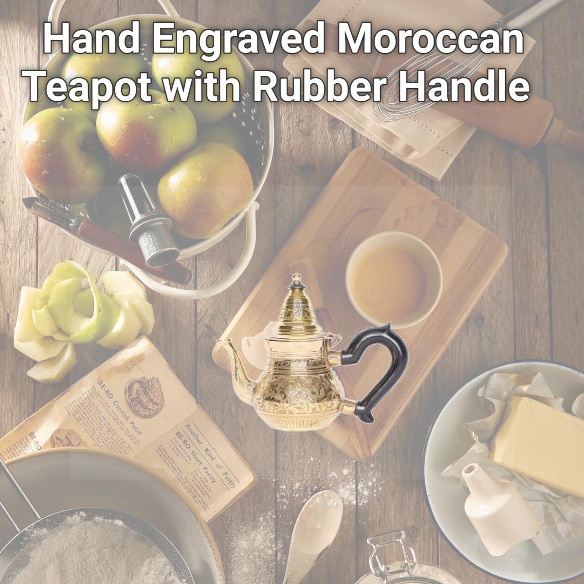 Picture of Wally Decor 6743-04 N Hand Engraved Moroccan Teapot with Rubber Handle