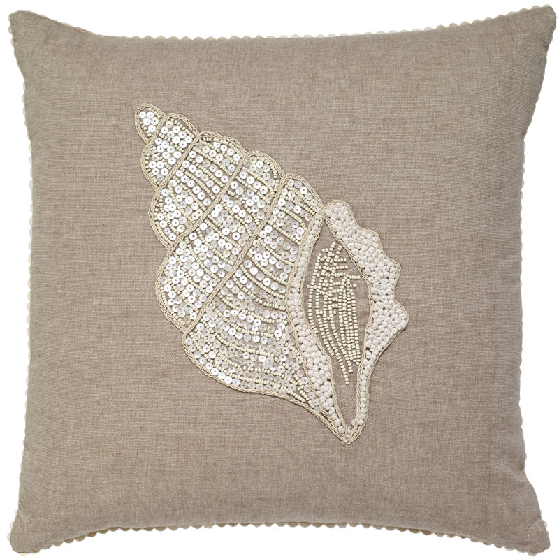 C1009 Conch Bead & Embroidered Pillow Cover