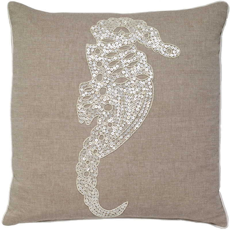 C1011 Seahorse Pearl & Embroidered Pillow Cover