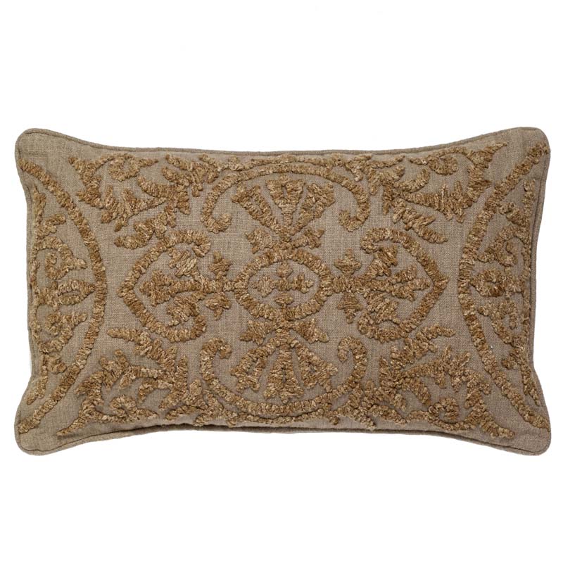 C1073 Linen With Boucle Embroidery Rectangle Pillow Cover