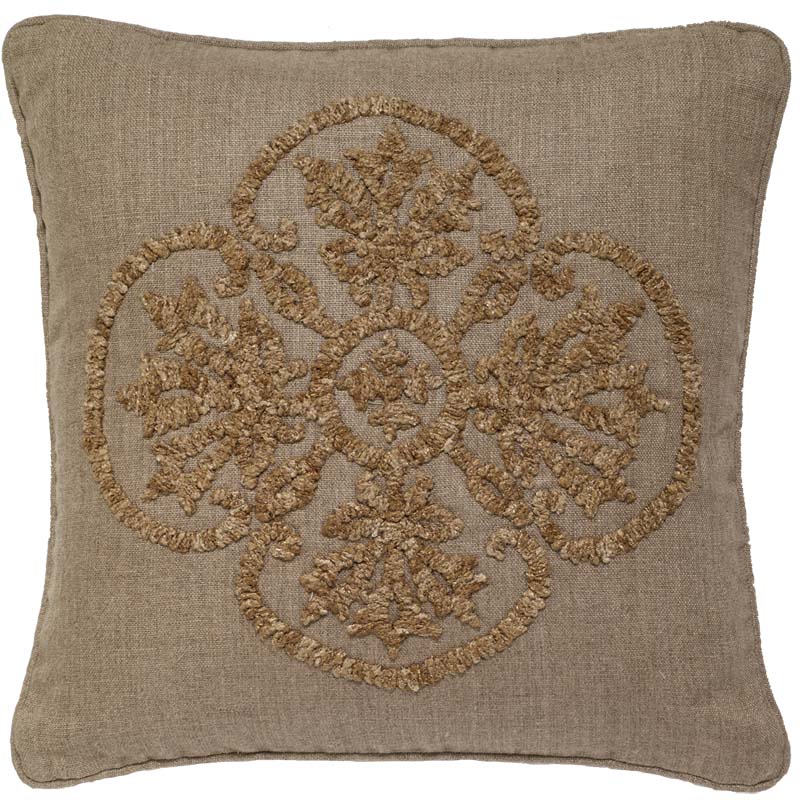C1074 Linen With Boucle Embroidery Squree Pillow Cover