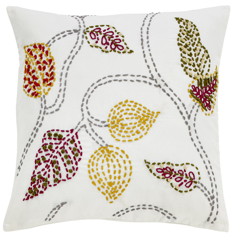 C1101 Crewel Floral Work Pillow Cover
