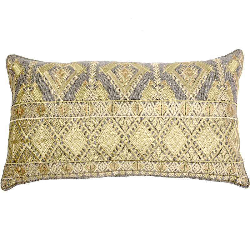 C1107 Gold Diamond Geo Embroidery Pillow Cover