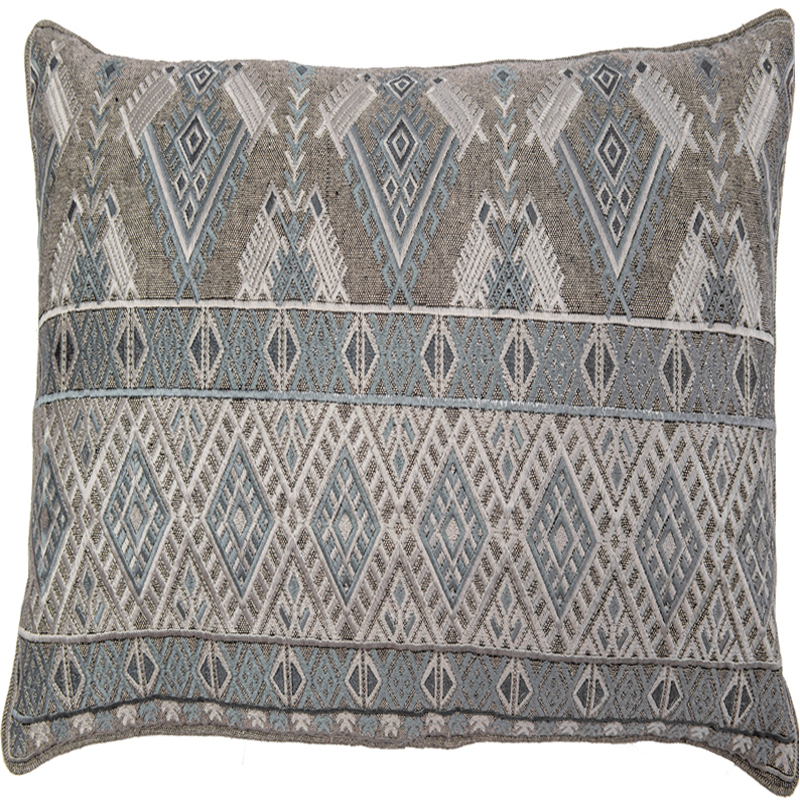 C1112 Turquoise Diamond Geo Embroidery Pillow Cover