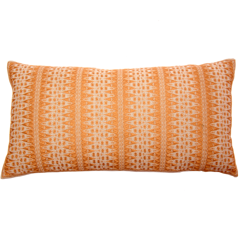 C1115 Orange Backgamon Embroidery Pillow Cover