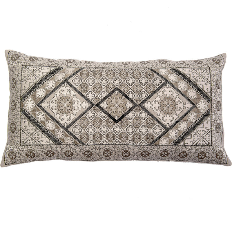 C1121 Grey Tile Embroidery Pillow Cover