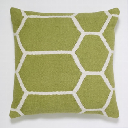 C928 Cotton Woven Pillow, Green & White - 20 X 20 In.