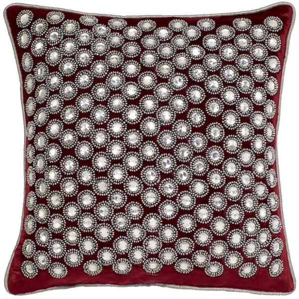 C969 Sterling Velvet Crystals Pillow - Burgundy - 12 X 12 In.