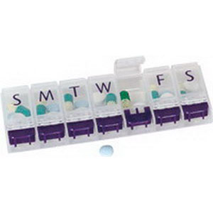 UPC 653020215598 product image for Apothecary AY67577 2 x 5.62 in. 7 Day Push Button Pill Reminder Medium | upcitemdb.com