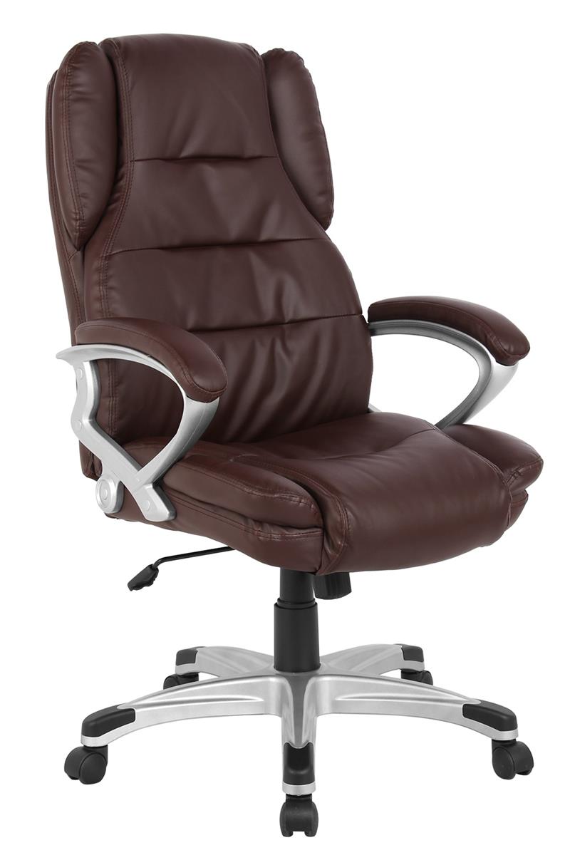 5172 Modern High-back Leather Executive Chair With Arms - Brown - 25.6 X 28.3 X 46 In.