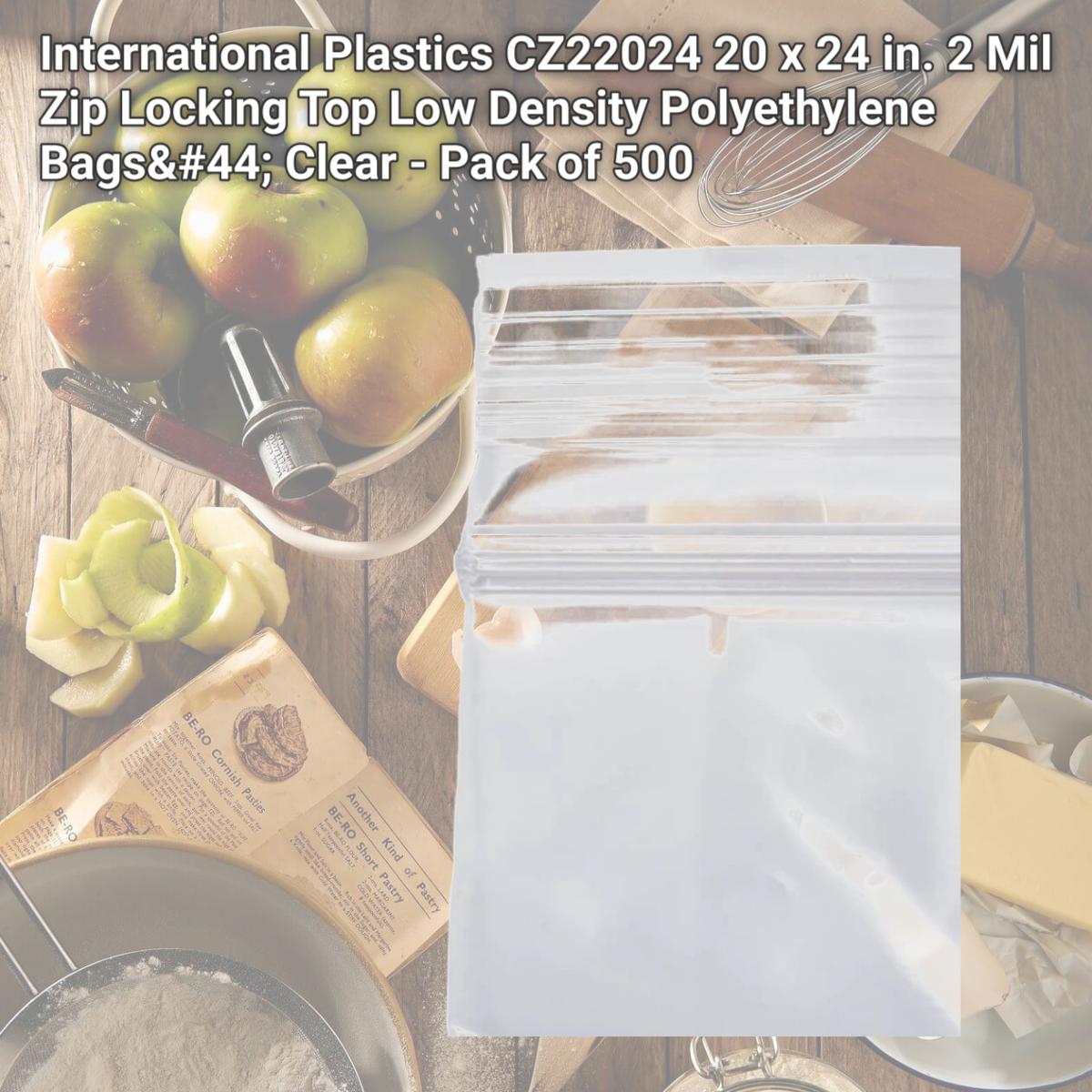Picture of International Plastics CZ22024 20 x 24 in. 2 Mil Zip Locking Top Low Density Polyethylene Bags, Clear - Pack of 500