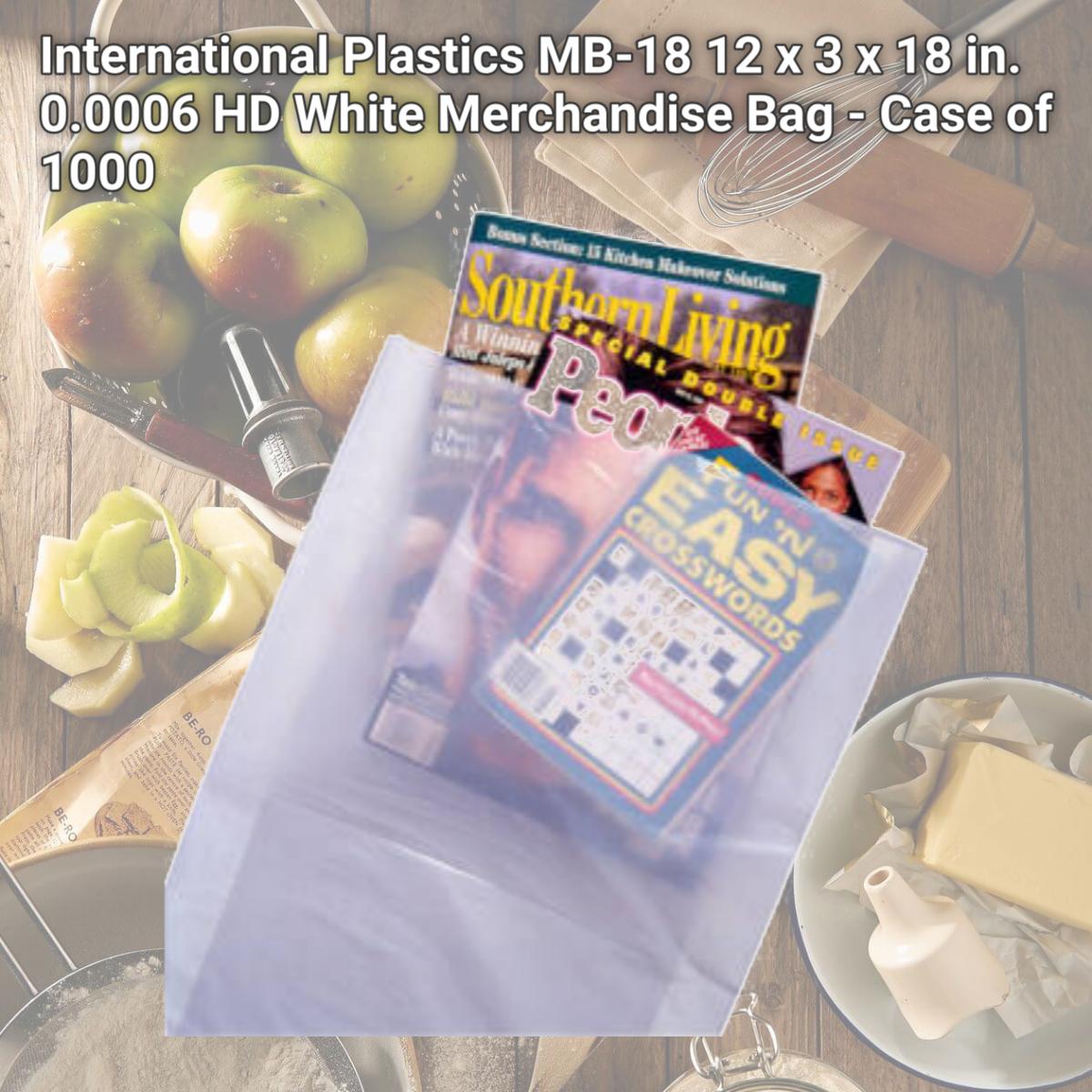 Picture of International Plastics MB-18 12 x 3 x 18 in. 0.0006 HD White Merchandise Bag - Case of 1000