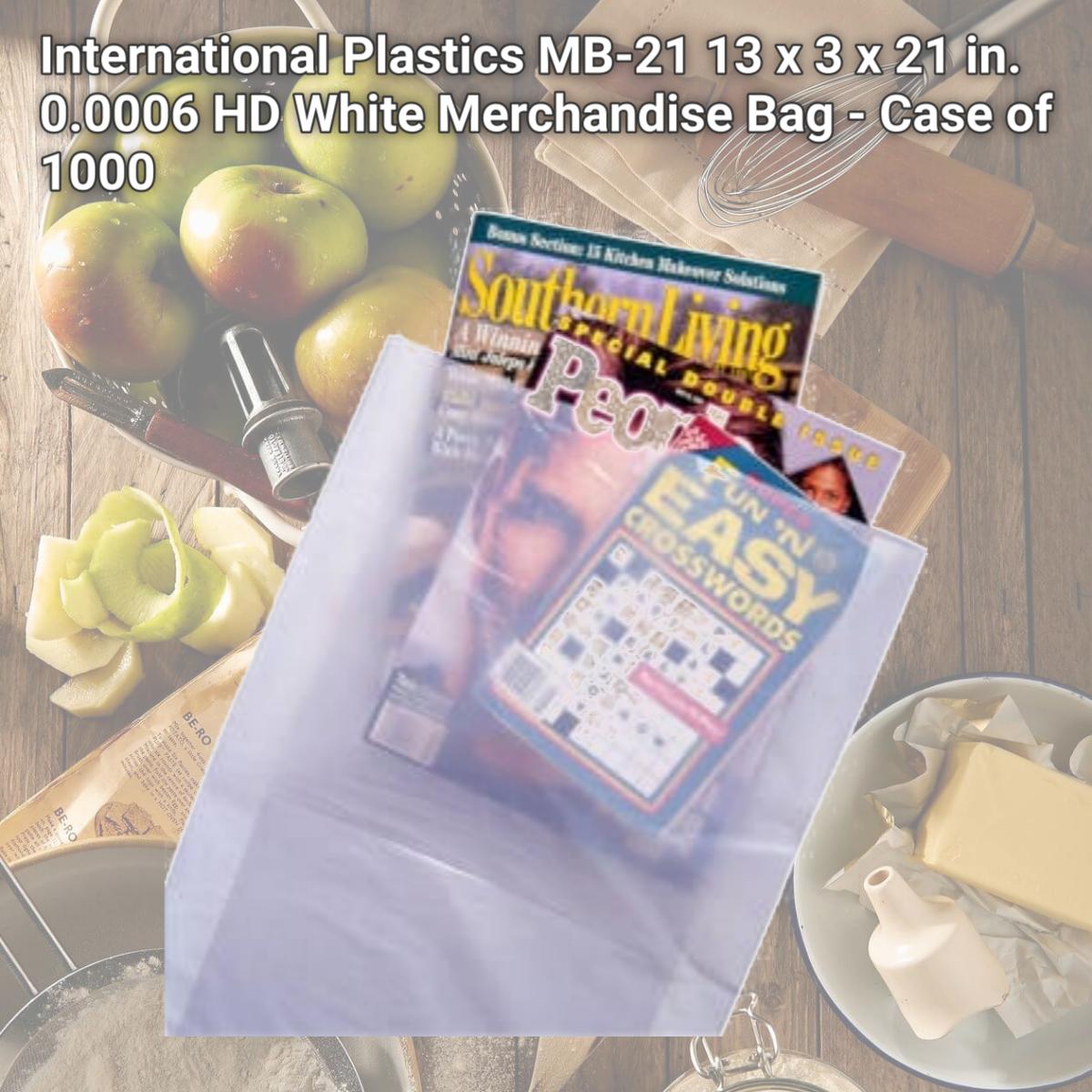 Picture of International Plastics MB-21 13 x 3 x 21 in. 0.0006 HD White Merchandise Bag - Case of 1000