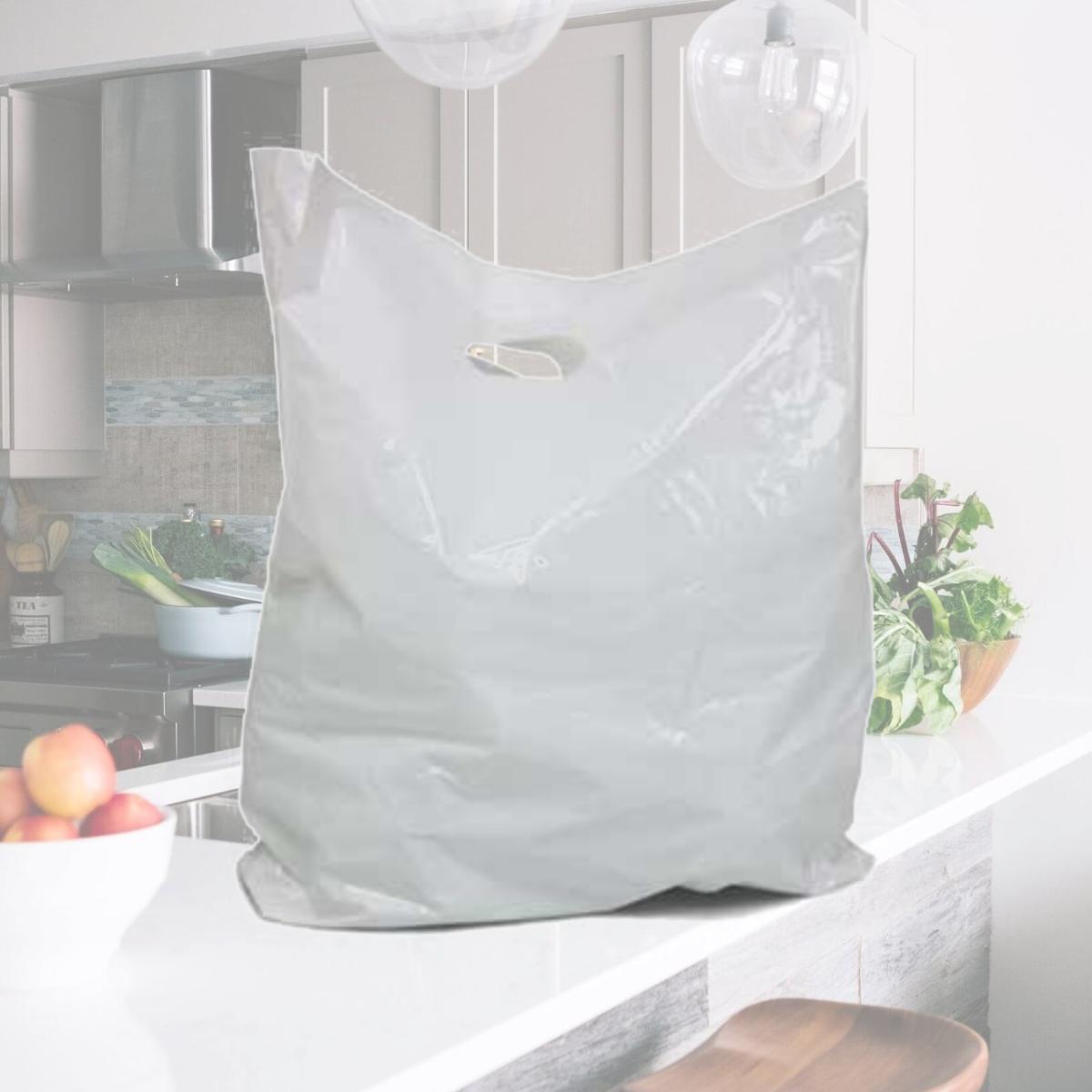 Picture of International Plastics MB-H-16W 16 x 4 x 22.5 in. White Die Cut Handle Merchandise Bags - Case of 500