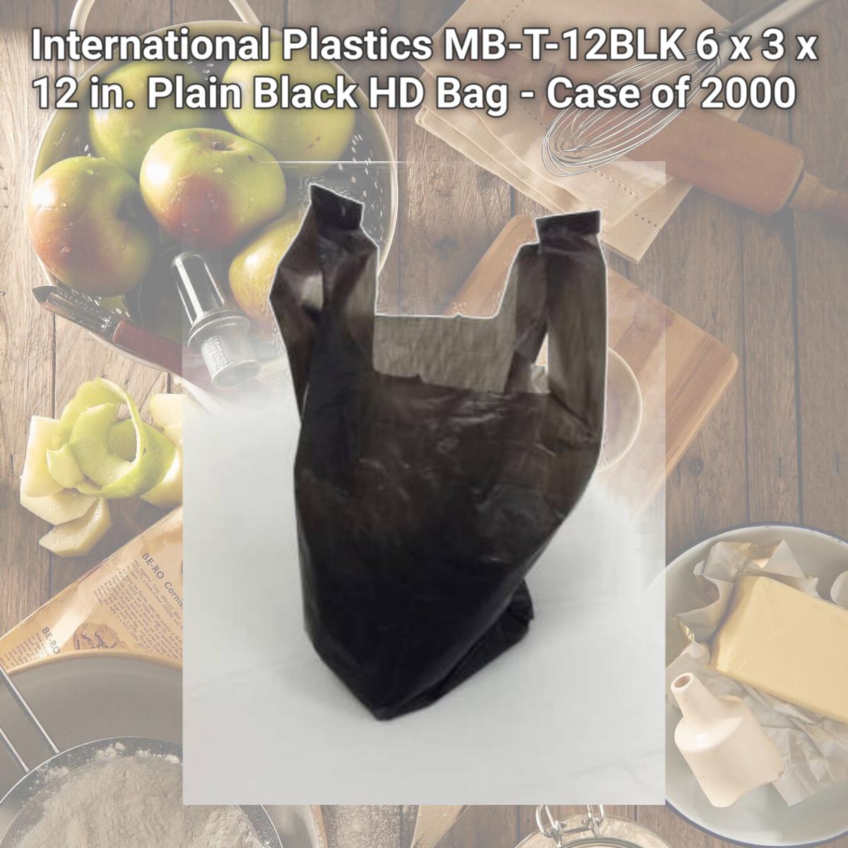 Picture of International Plastics MB-T-12BLK 6 x 3 x 12 in. Plain Black HD Bag - Case of 2000