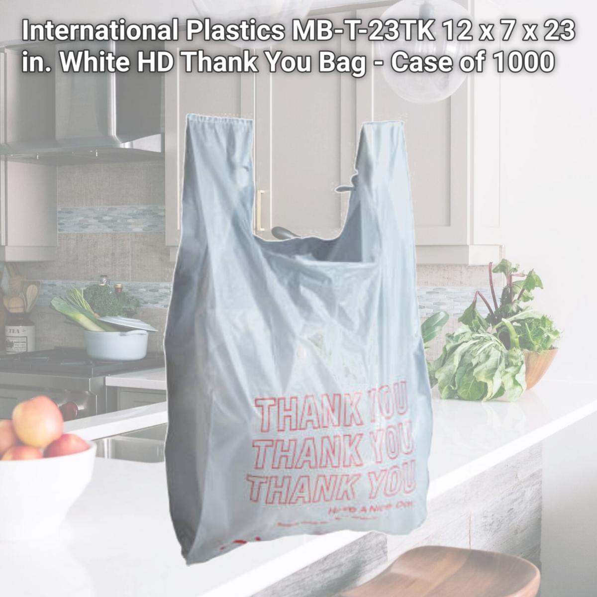 Picture of International Plastics MB-T-23TK 12 x 7 x 23 in. White HD Thank You Bag - Case of 1000