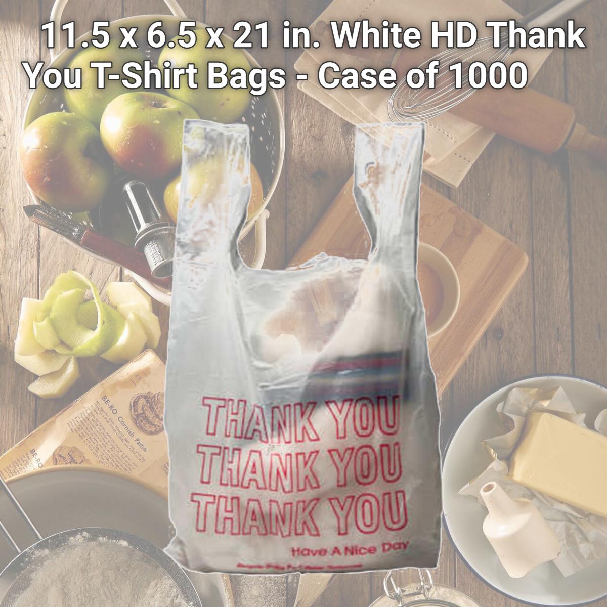 Picture of International Plastics MB-T-24TK 11.5 x 6.5 x 21 in. White HD Thank You T-Shirt Bags - Case of 1000