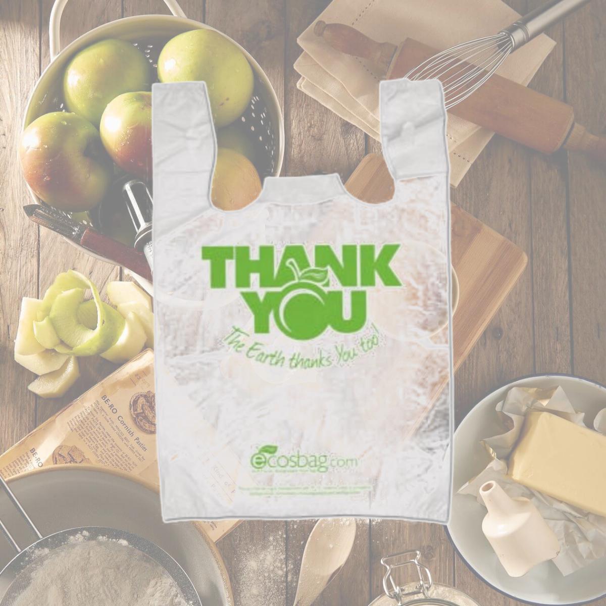 Picture of International Plastics MB-T-24TK-BIO 11.5 x 6.5 x 21 in. White Thank You Bag - Case of 1000