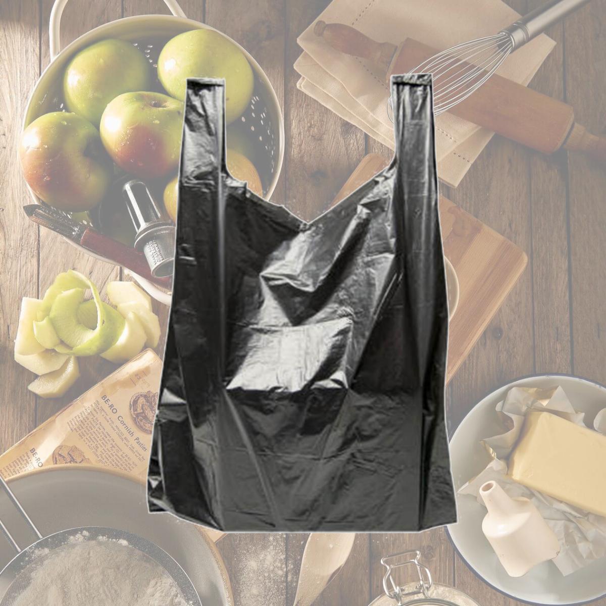 Picture of International Plastics MB-T-28BLK 18 x 8 x 28 in. Plain Black HD T-Shirt Bags - Case of 500