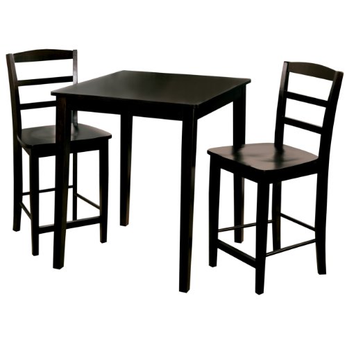 Internationalconcepts Intc780 30 X 30 In. Gathering Height Table With 2 Madrid Stools - 3 Pieces, Black