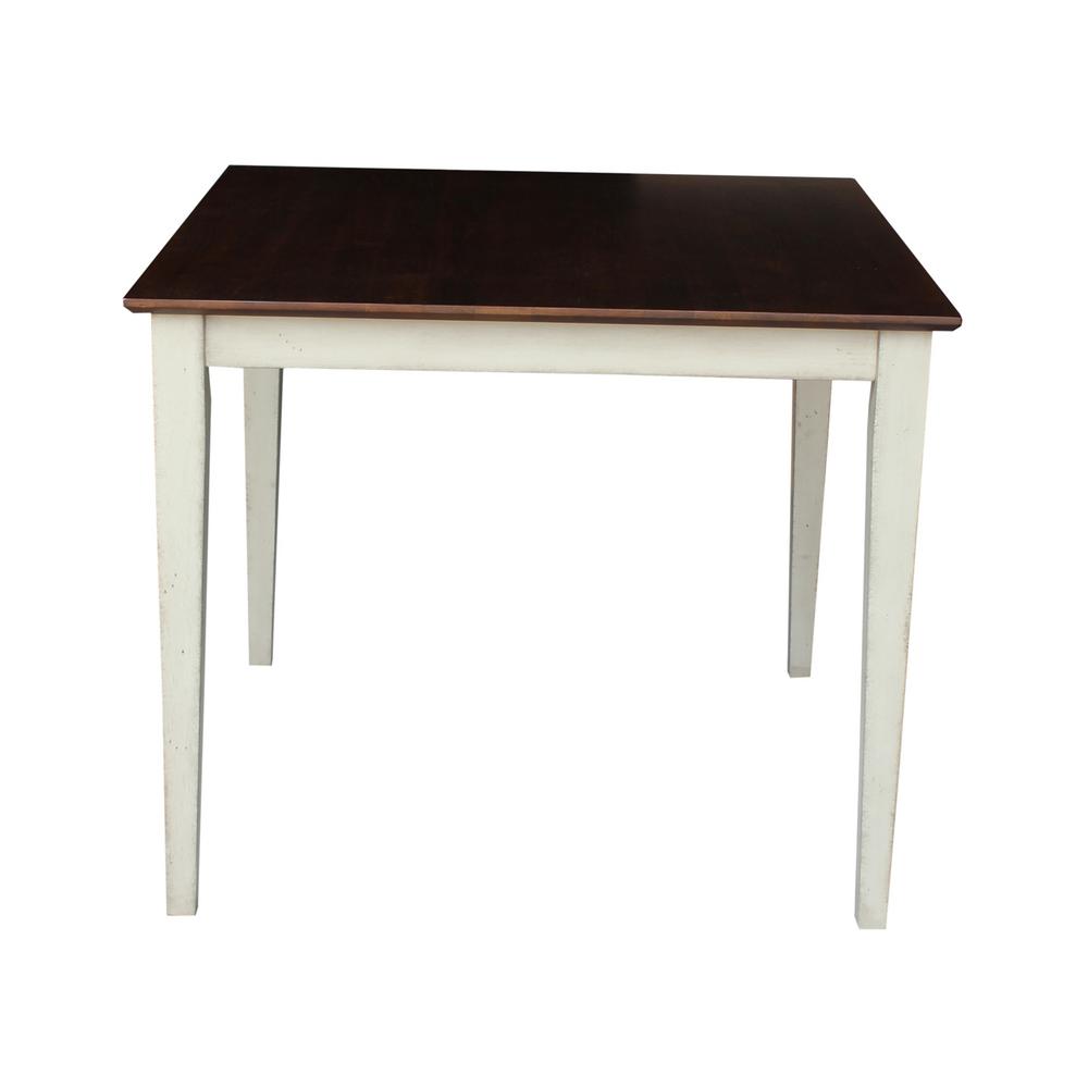 Internationalconcepts K12-3636-30s Solid Wood Top Table - Shaker Legs, Antiqued Almond & Espresso