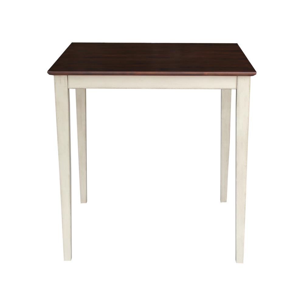 Internationalconcepts K12-3636-36s Solid Wood Top Table - Shaker Legs, Antiqued Almond & Espresso
