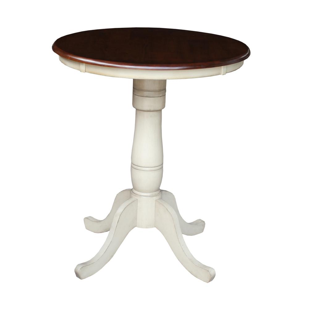 Internationalconcepts K12-36rt 30 X 36 In. Round Top Ped Table - Antiqued Almond & Espresso