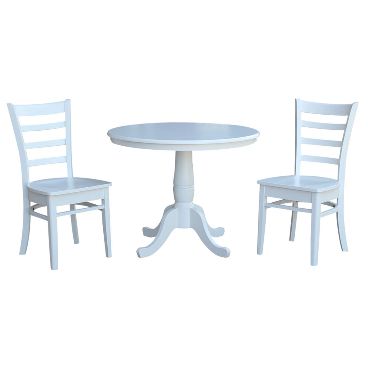 36 In. Round Top Pedestal Table With 2 Emily Side Chairs - 3 Piece Set