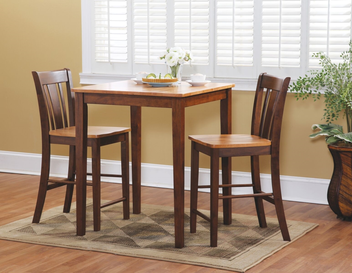 K58-3030-102 30 X 30 In. Counter Height Dining Table With 2 San Remo Counter Height Stools - 3 Piece Set